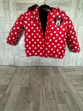New! Minnie Mouse Red Polka Dot Puffer Jacket for Kids size 4T